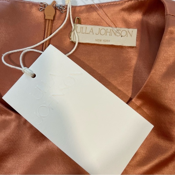 Ulla Johnson Silvana Dress Copper Satin Midi Long Sleeve Boho Sz 8 Cocktail NWT - Picture 12 of 16
